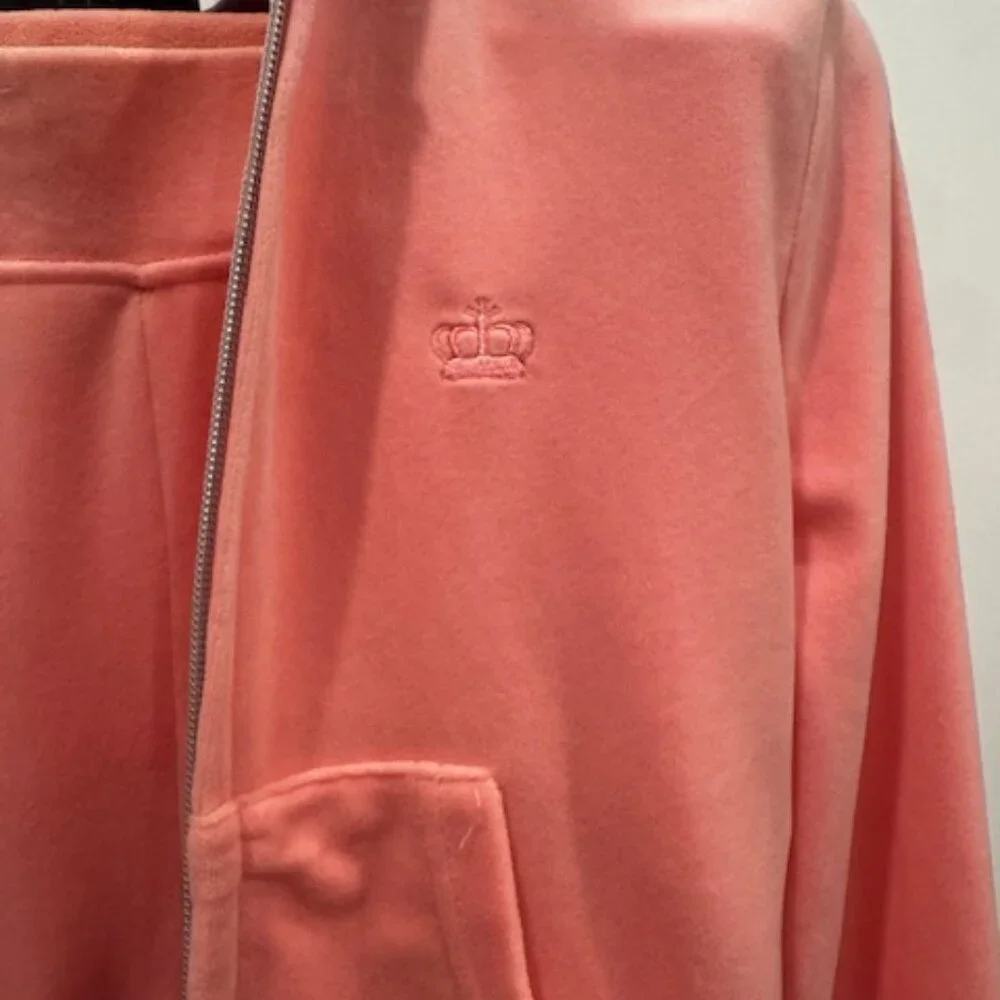 Juicy Couture Pink Velour Tracksuit, 2 pieces, Zip Hoodie Jacket & Pants, Size S
